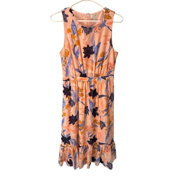 J. Crew Dresses & Skirts - J. Crew Floral Crinkle Tiered Pink Midi Dress Size 2, Pre-Owned EUC